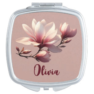 Elegant Vintage Magnolia Personalized Compact Mirror