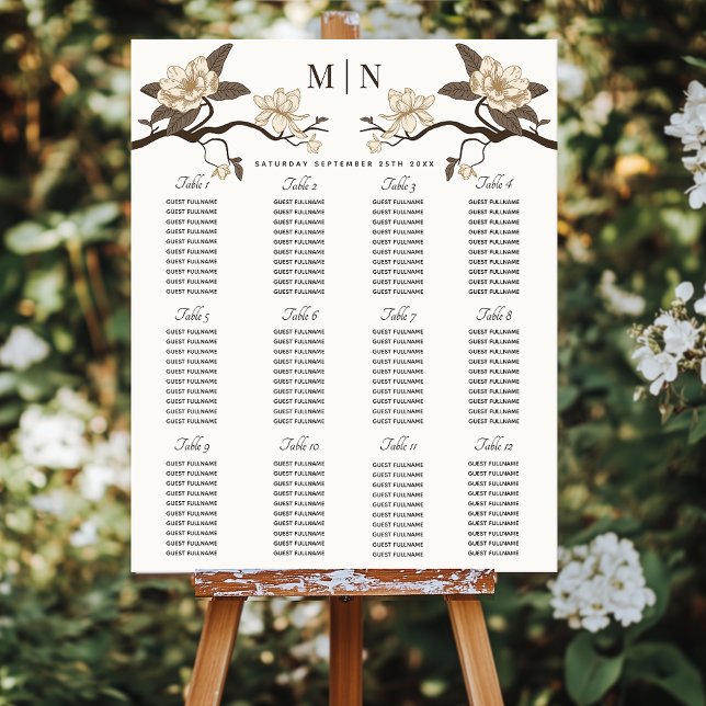 Elegant Vintage Magnolia Wedding Seating Chart (Creator Uploaded)