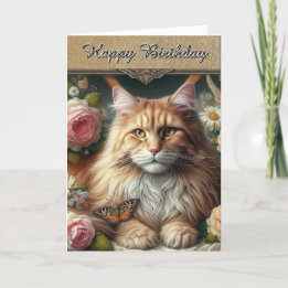 Elegant Vintage Maine Coon Cat Card