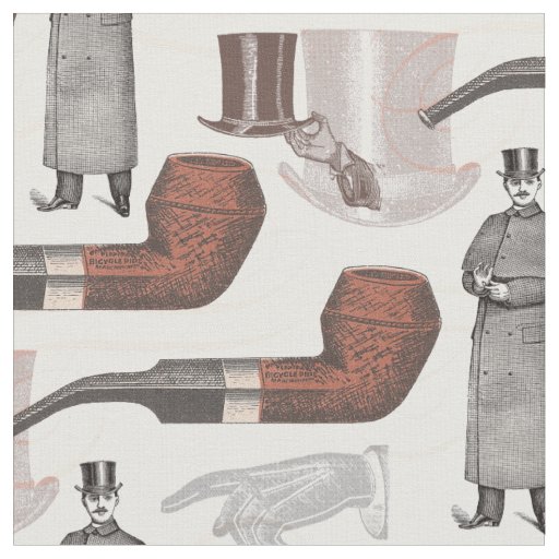 Elegant Vintage Man in Top Hat Retro Fabric