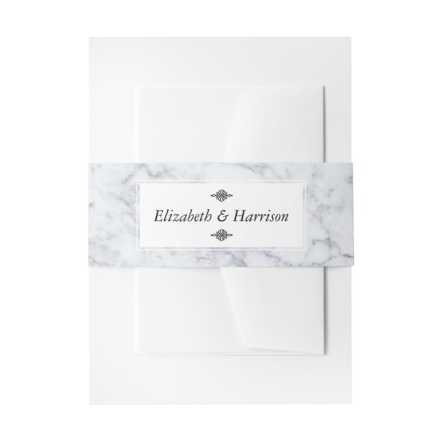 Elegant Vintage Marble Wedding Invitation Belly Band (Front Example)