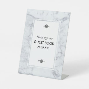 Elegant Vintage Marble Wedding Pedestal Sign