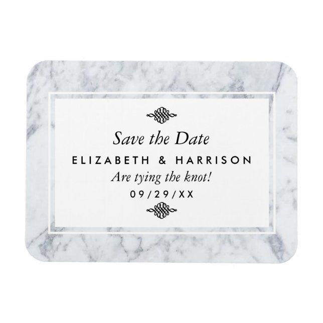 Elegant Vintage Marble Wedding Save The Date Magnet (Horizontal)