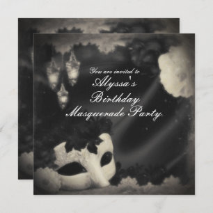 Elegant Vintage Masquerade Mask Party Invitation