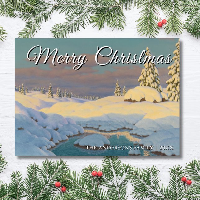 Elegant Vintage Merry Christmas Choultsé Holiday Card (Creator Uploaded)