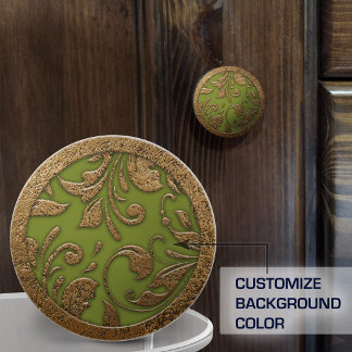 Elegant Vintage Metal Scrollwork Ceramic Knob