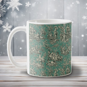 Elegant Vintage Mint Teal French Country Toile Coffee Mug