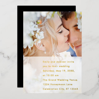 Elegant Vintage Modern Gold Photo Wedding Foi Foil Invitation