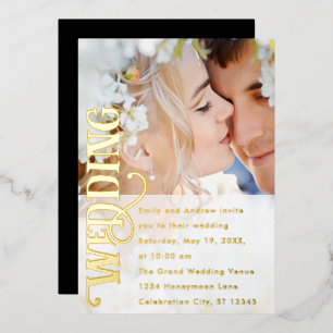 Elegant Vintage Modern Gold Photo Wedding        Foil Invitation