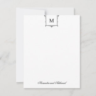 Elegant Vintage Monogram Blank Photo Back Thank You Card