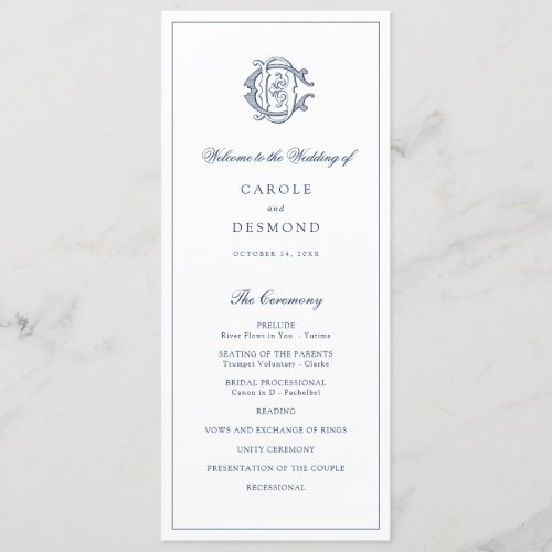 Elegant Vintage Monogram CD DC Wedding Program