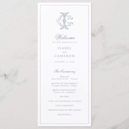 Elegant Vintage Monogram CI Wedding Program