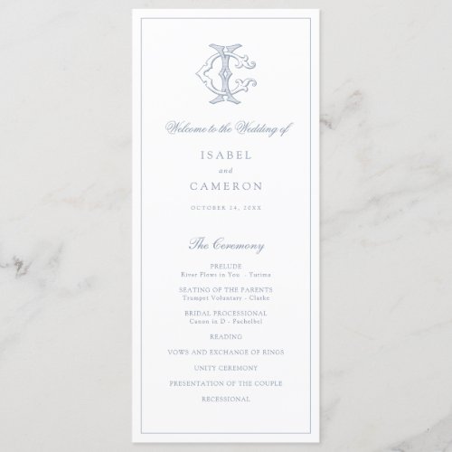 Elegant Vintage Monogram CI Wedding Program