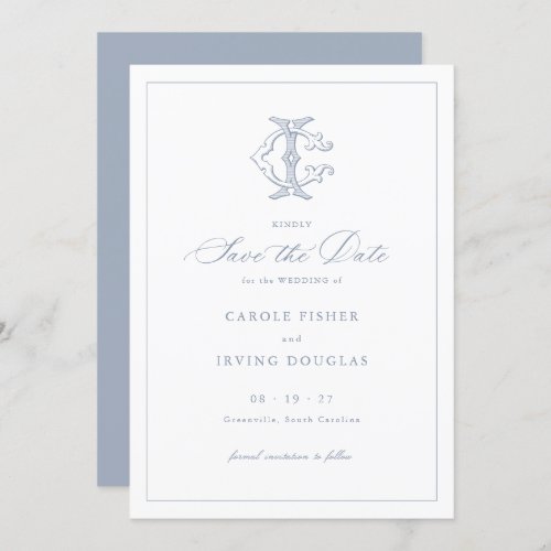 Elegant Vintage Monogram CI Wedding Save the Date Invitation