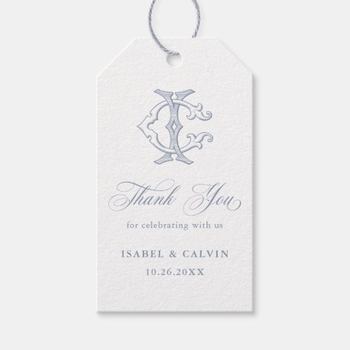 Elegant Vintage Monogram CI Wedding Thank You Gift Tags