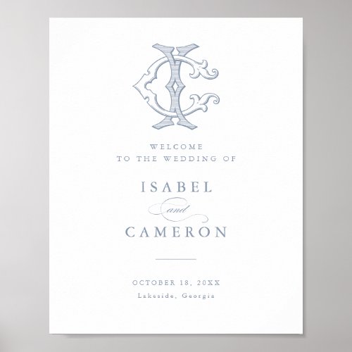 Elegant Vintage Monogram CI Wedding Welcome Sign