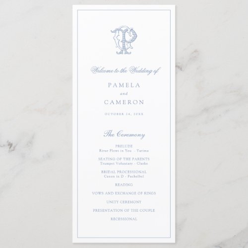 Elegant Vintage Monogram CP Wedding Program