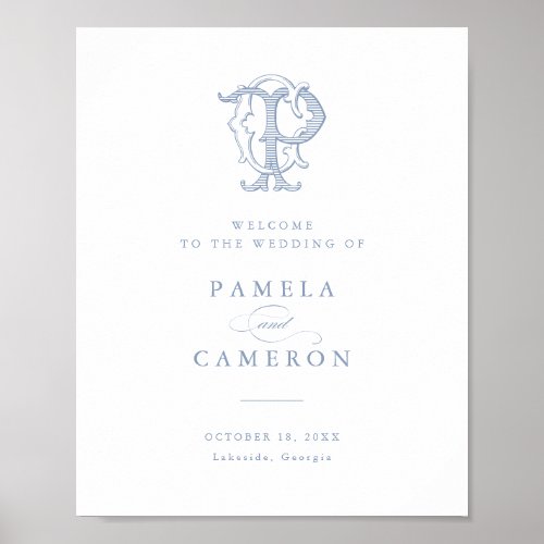 Elegant Vintage Monogram CP Wedding Welcome Sign