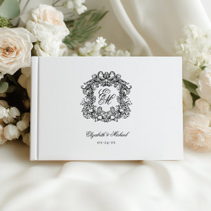 Elegant Vintage Monogram Crest Wedding Guest Book