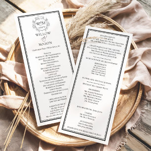 Elegant Vintage Monogram Crest Wedding Program