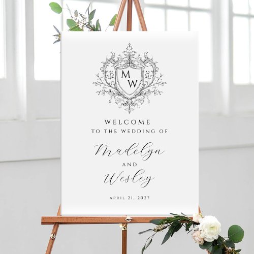 Elegant Vintage Monogram Crest Wedding Welcome