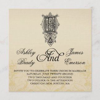 Elegant Vintage Monogram E Wedding Invitations
