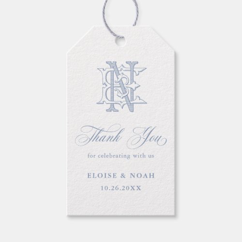 Elegant Vintage Monogram EN Wedding Thank You Gift Tags