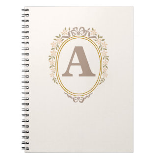 Elegant Vintage Monogram Floral Frame Coquette Notebook