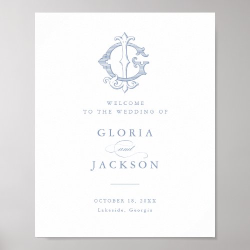 Elegant Vintage Monogram GJ Wedding Welcome Sign