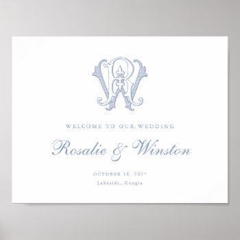 Elegant Vintage Monogram Rw Wedding Welcome Sign by Wedding_Monograms at Zazzle