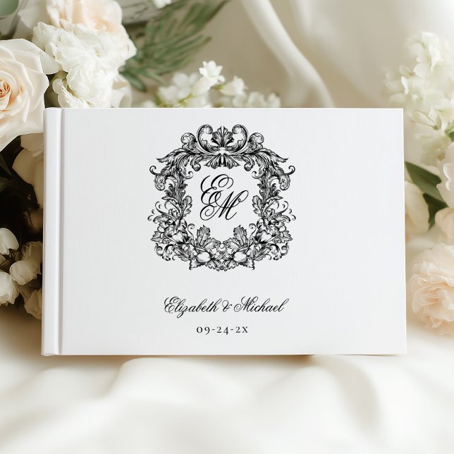 Elegant Vintage Monogram Wedding Crest Guest Book (Creator Uploaded)