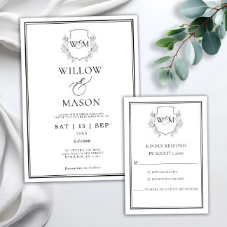 Elegant Vintage Monogram Wedding Invitation