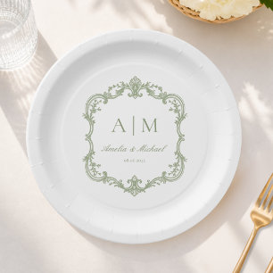  Elegant Vintage Monogram Wedding Napkins   Paper Plates