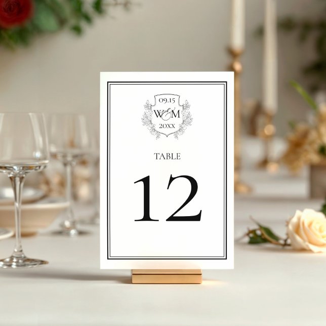Elegant Vintage Monogram Wedding Table Number (Elegant Vintage Monogram Wedding Table Number)