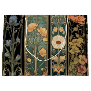 Elegant vintage moody art nouveau moody botanical large gift bag