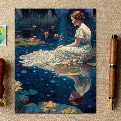 Elegant Vintage Moonlit Serenity Pastel Tones  Note Card