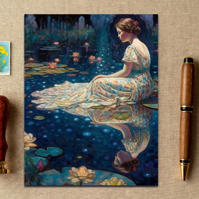 Elegant Vintage Moonlit Serenity, Pastel Tones  Note Card (Creator Uploaded)