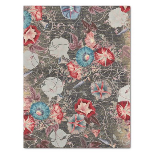 Elegant Vintage Morning Glories Floral Decoupage Tissue Paper