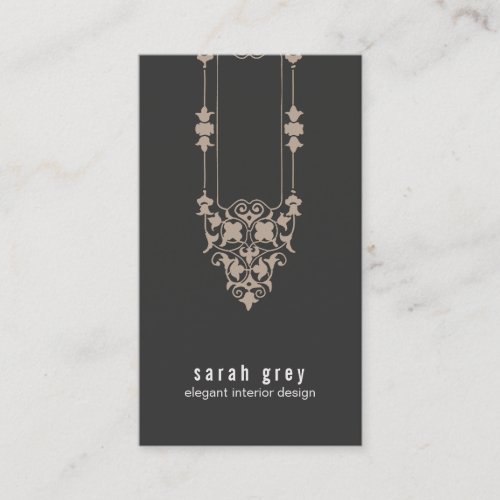 Elegant Vintage Motif Black Business Card