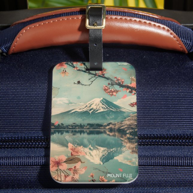 Elegant Vintage Mount Fuji Japan Travel Luggage Tag (Front Insitu 2)