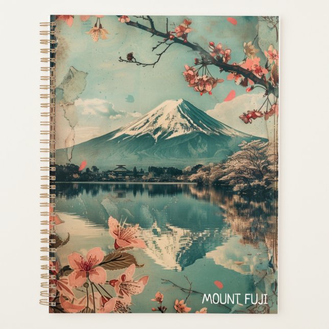 Elegant Vintage Mount Fuji Japan Travel Planner (Front)