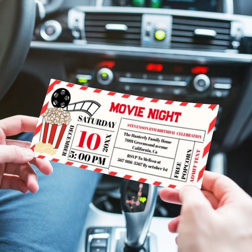 Elegant Vintage Movie Night Birthday Party ticket  Invitation