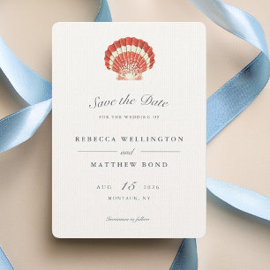 Elegant Vintage Nautical Island Sea Shell Wedding Save The Date