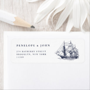 Elegant Vintage Nautical Ship Destination Wedding Label