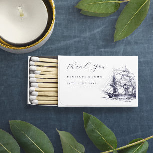 Elegant Vintage Nautical Ship Destination Wedding Matchboxes