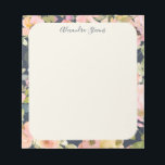 Elegant Vintage Navy Floral Personalized Name Notepad<br><div class="desc">A stylish personalized notepad with an elegant vintage boho floral pattern in navy blue.</div>