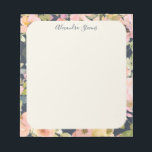 Elegant Vintage Navy Floral Personalized Name Notepad<br><div class="desc">A stylish personalized notepad with an elegant vintage boho floral pattern in navy blue.</div>