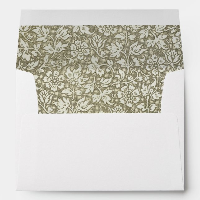 Elegant Vintage Neutral Beige Brown Floral Envelope (Back (Bottom))
