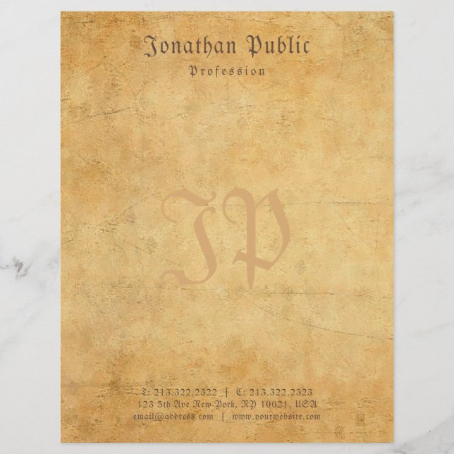 Elegant Vintage Nostalgic Handwritten Monogram Letterhead (Front)