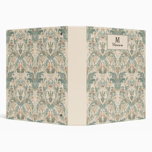 Elegant Vintage Nouveau Floral Birds Pattern 3 Ring Binder